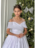 Satin Organza V Back Flower Girl Dress Baptism Dress